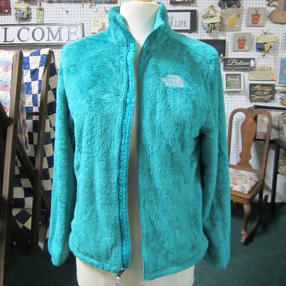 North Face M Teal Green fleece Zip front jacket